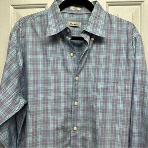 Peter Millar Men's Blue Plaid Shirt